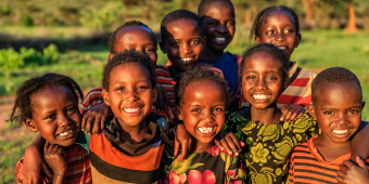 Photo of a group of smiling children from Ethiopia